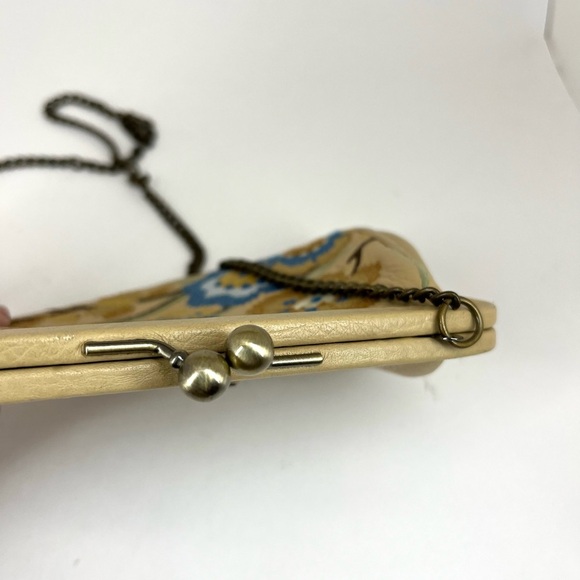 Isabella Fiore Boho Leather Embroidered Crossbody Purse Chain Strap Pre Owned - Picture 5 of 10